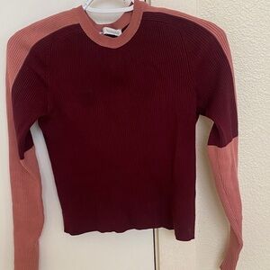 Zara Burgundy and Pink Crew Neck Sweater